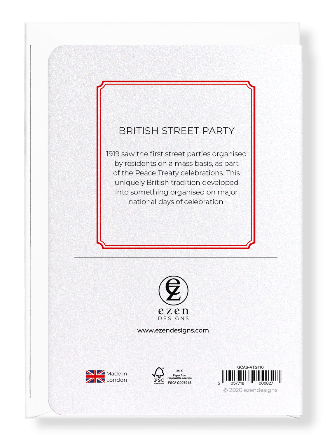 Ezen Designs - British street party - Greeting Card - Back