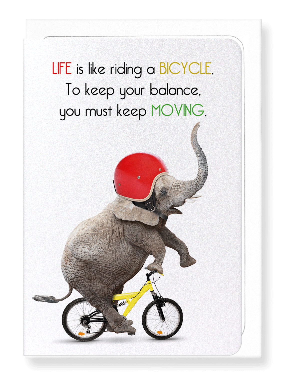 Ezen Designs - Elephant and bicycle - Greeting Card - Front
