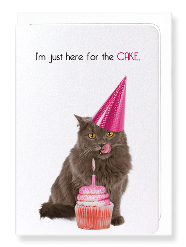 Ezen Designs - Here for the cake - Greeting Card - Front