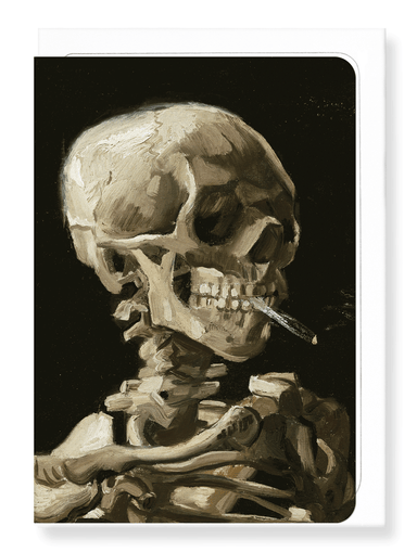 Ezen Designs - A skeleton with a cigarette by van gogh - Greeting Card - Front