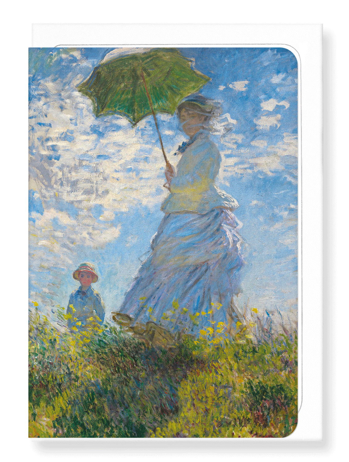 Ezen Designs - Lady with a parasol by monet - Greeting Card - Front