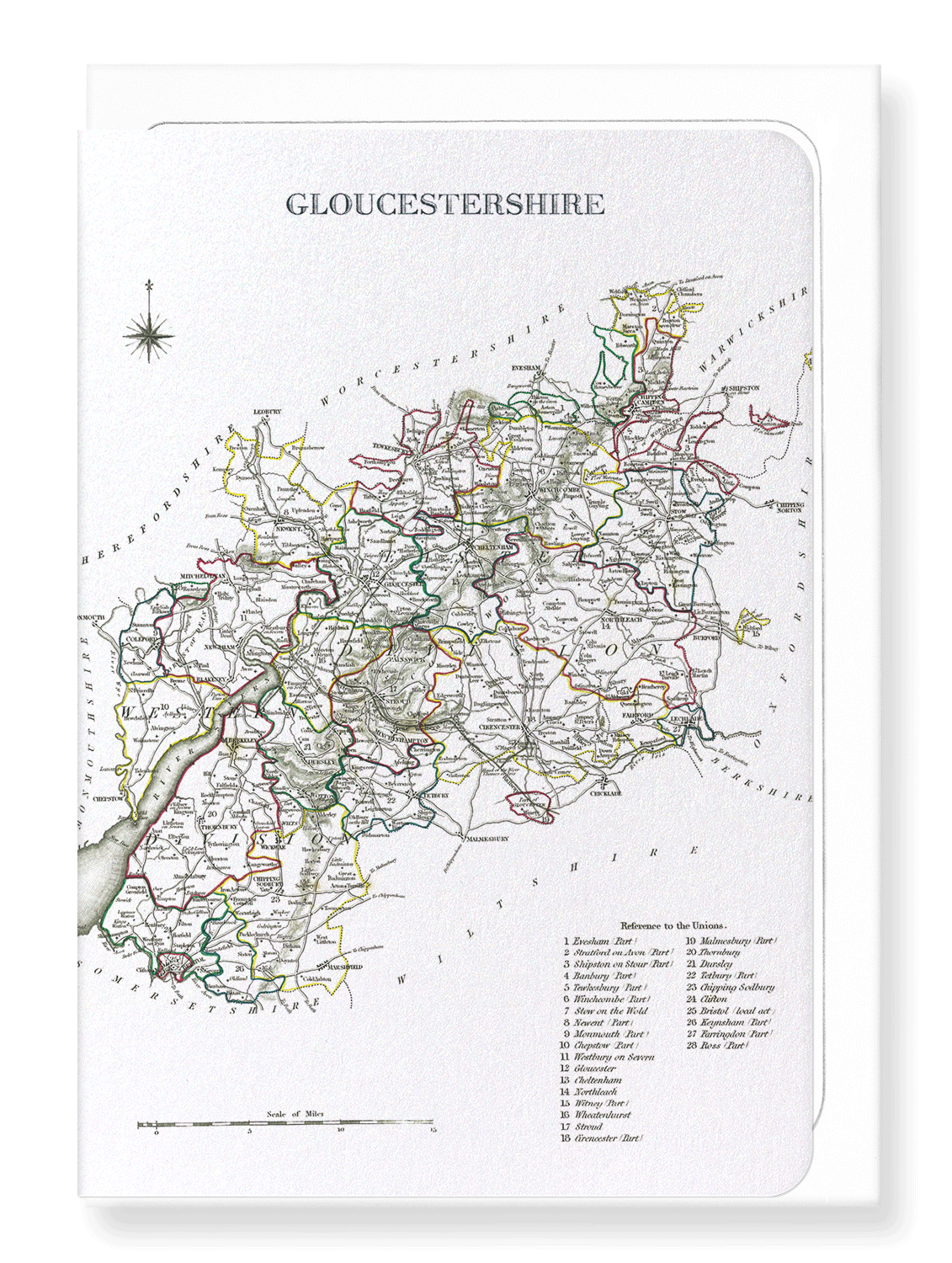 Ezen Designs - County of gloucestershire (c.1840) - Greeting Card - Front