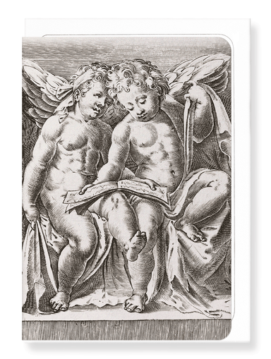Ezen Designs - Two seated angels (after 1583) - Greeting Card - Front
