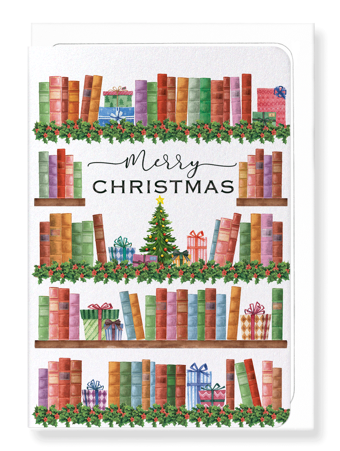 Ezen Designs - Christmas Bookshelf - Greeting Card - Front