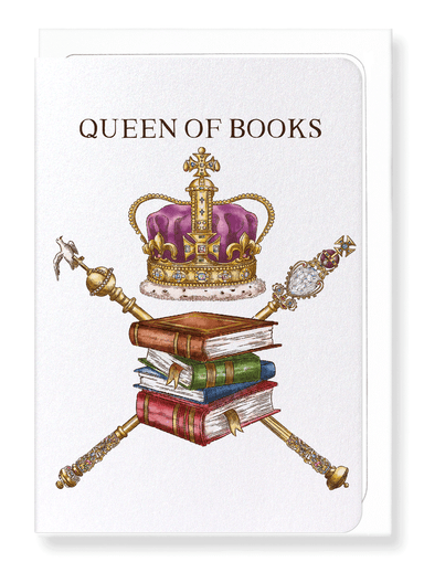 Ezen Designs - Queen of books - Greeting Card - Front