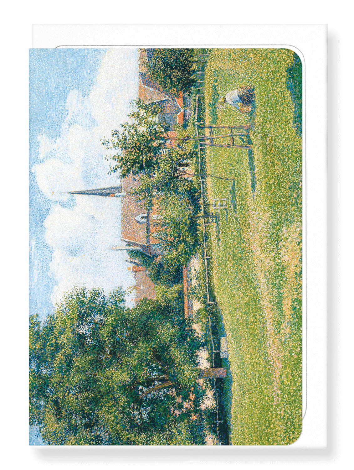 Ezen Designs - The House of the Deaf Woman and the Belfry at Eragny (1886) - Greeting Card - Front