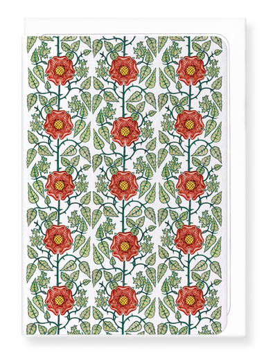 Ezen Designs - Tudor Rose by de Morgan (c.1888) - Greeting Card - Front