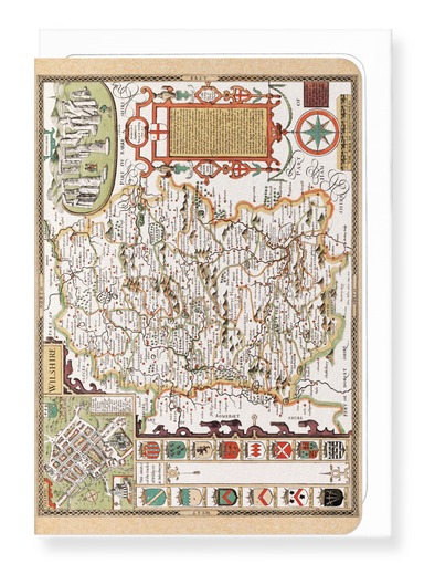 Ezen Designs - Map of Wiltshire by John Speed (c.1611) - Greeting Card - Front