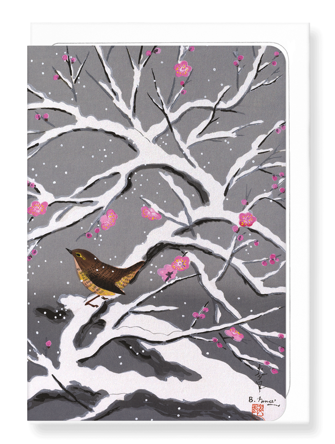Ezen Designs - Snow plum blossoms - Greeting Card - Front