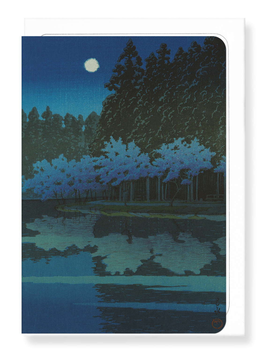 Ezen Designs - Spring cherry blossoms at night - Greeting Card - Front