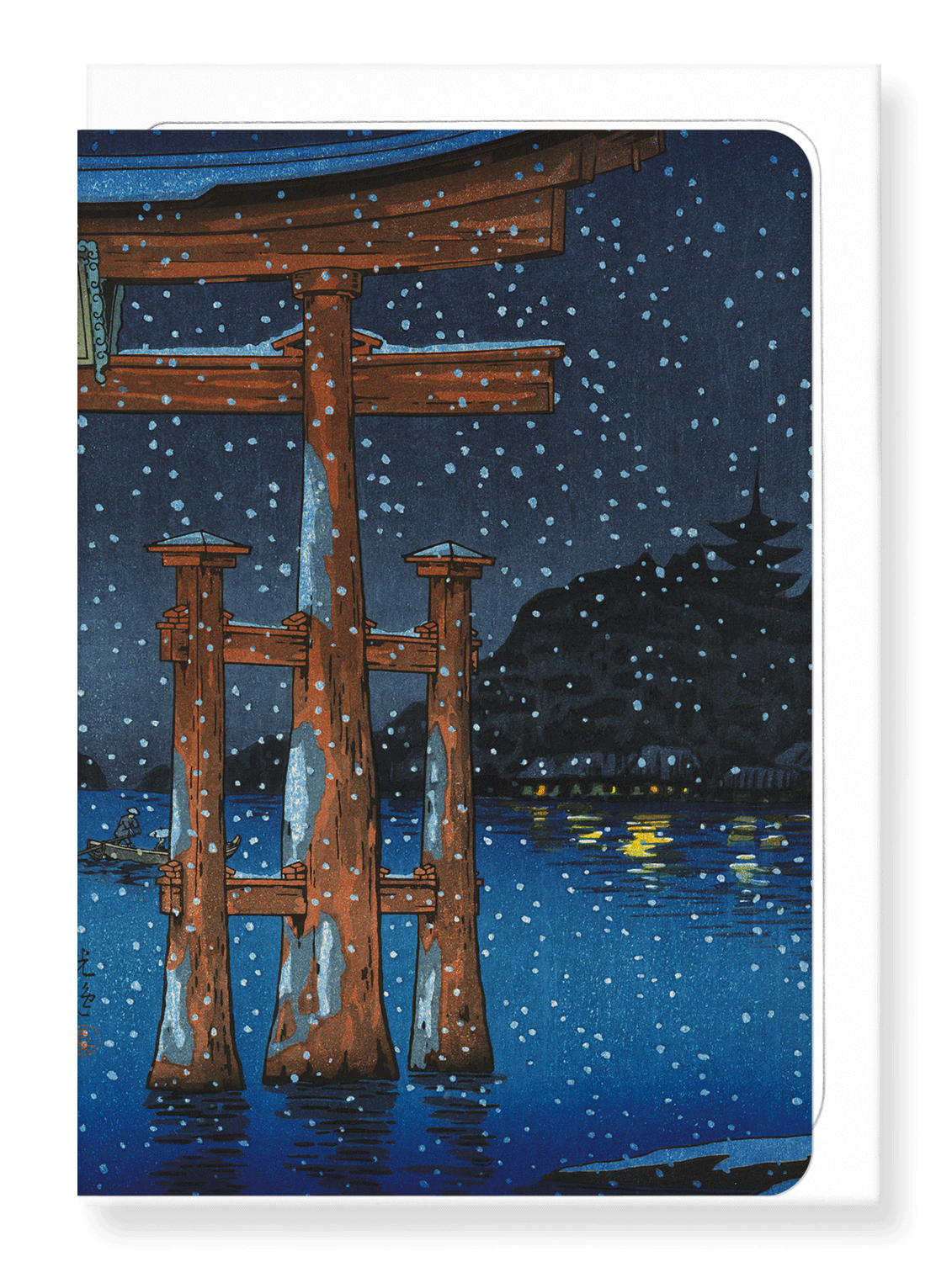 Ezen Designs - Miyajima snowy night - Greeting Card - Front