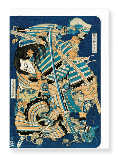 Ezen Designs - Warrior Gengoro Seizing Tasaburo (c.1830) - Greeting Card - Front