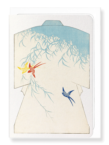 Ezen Designs - Kimono of Swallows and Willows (1899) - Greeting Card - Front