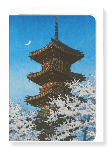 Ezen Designs - Evening glow on pagoda - Greeting Card - Front