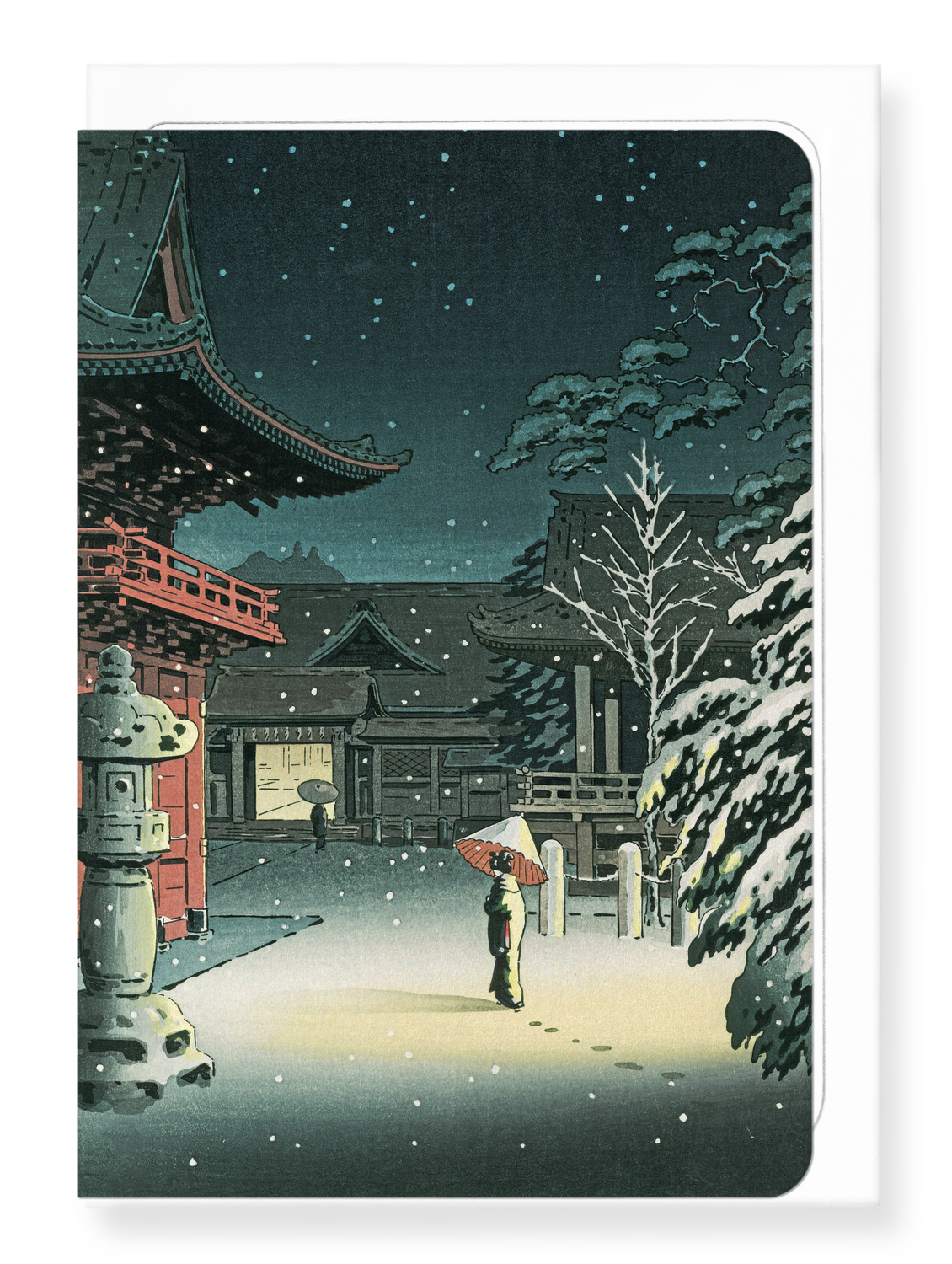 Ezen Designs - Nezu shrine in snow (1934) - Greeting Card - Front