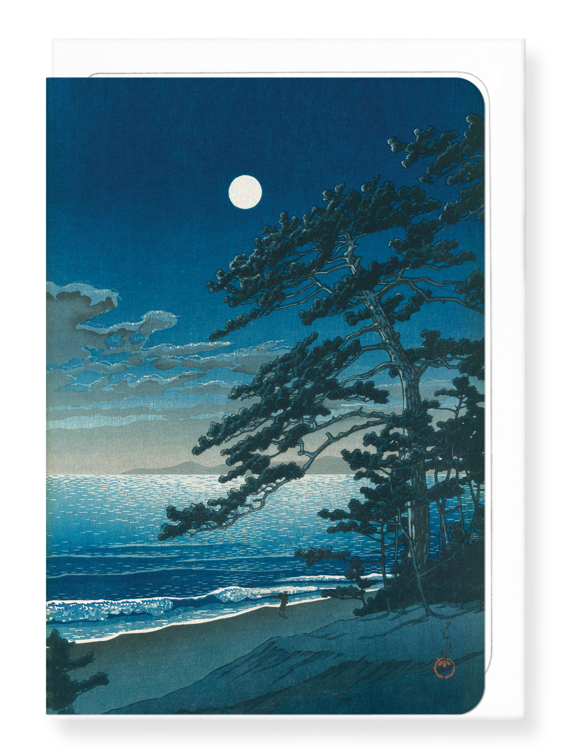 Ezen Designs - Moon at ninomiya beach (1932) - Greeting Card - Front