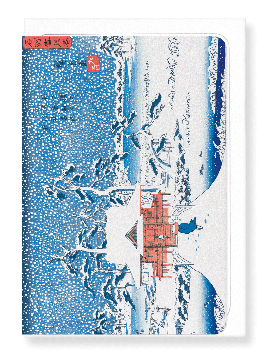 Ezen Designs - Snow scene at benzaiten shrine - Greeting Card - Front