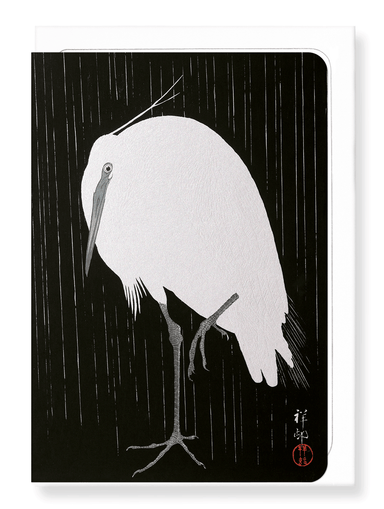Ezen Designs - Egret in the rain - Greeting Card - Front