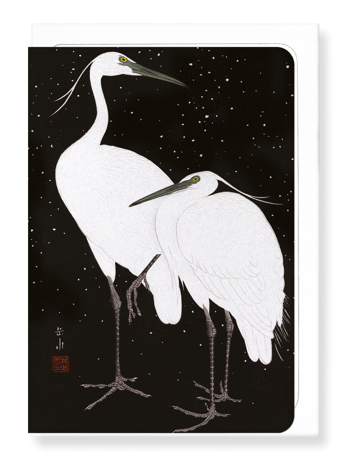 Ezen Designs - Herons in the snow - Greeting Card - Front