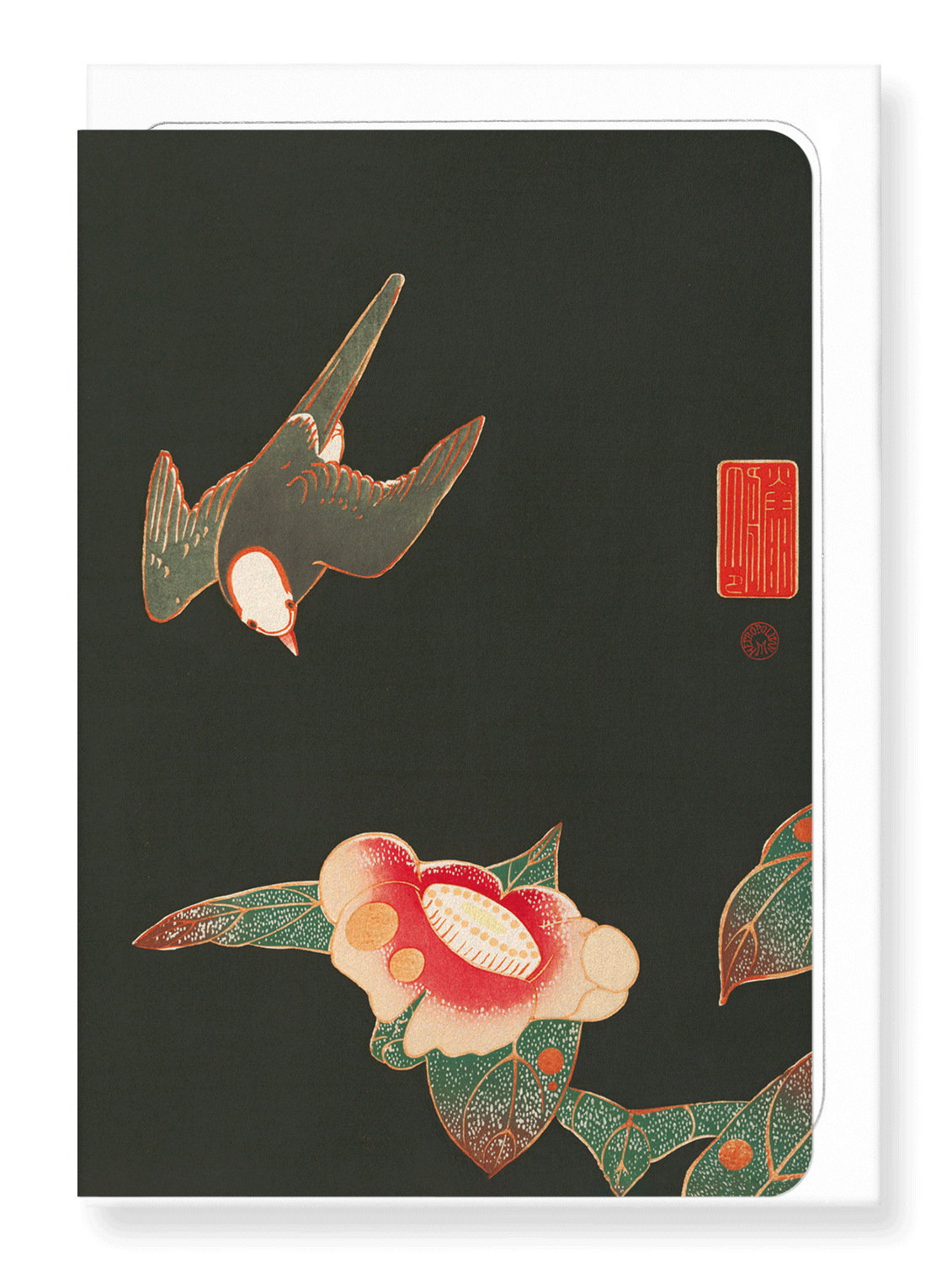 Ezen Designs - Swallow and camellia (c.1900) - Greeting Card - Front