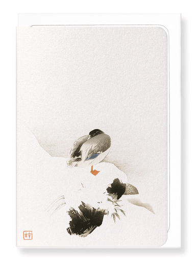 Ezen Designs - Duck in snow (c.1900) - Greeting Card - Front