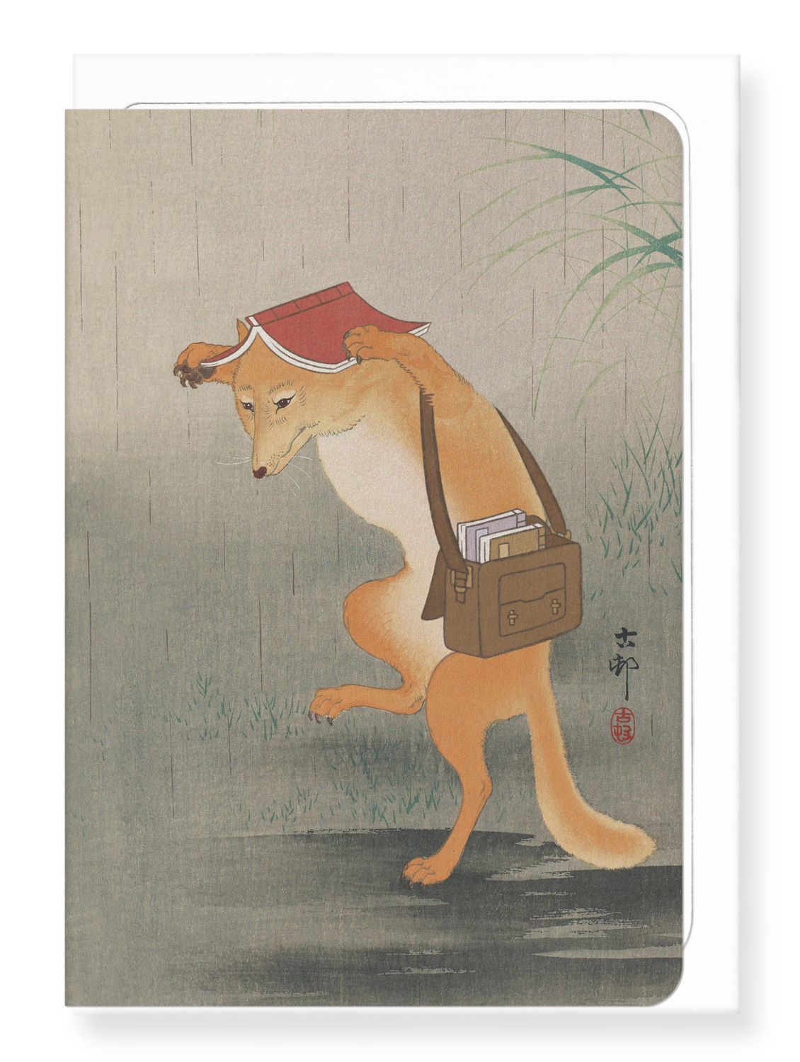 Ezen Designs - Book loving fox - Greeting Card - Front