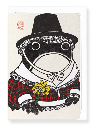 Ezen Designs - Welsh lady Ezen Frog - Greeting Card - Front