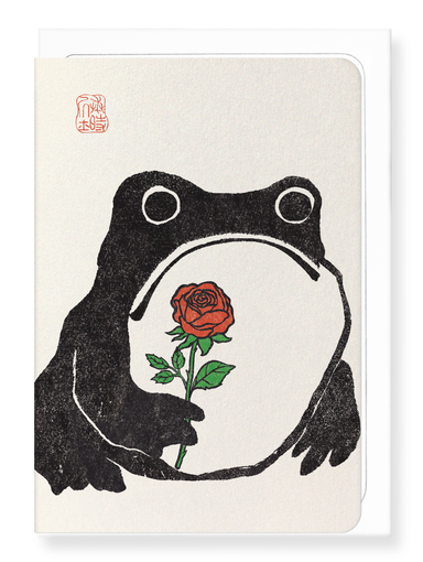 Ezen Designs - Single Rose Ezen Frog - Greeting Card - Front