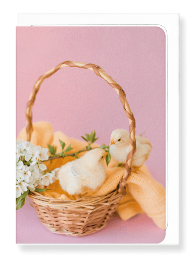 Ezen Designs - Two chicks and basket - Greeting Card - Front