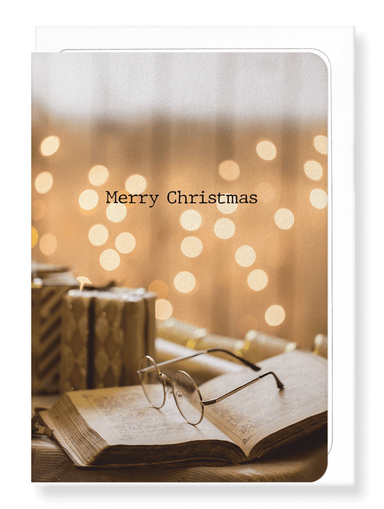 Ezen Designs - Christmas book and glasses - Greeting Card - Front
