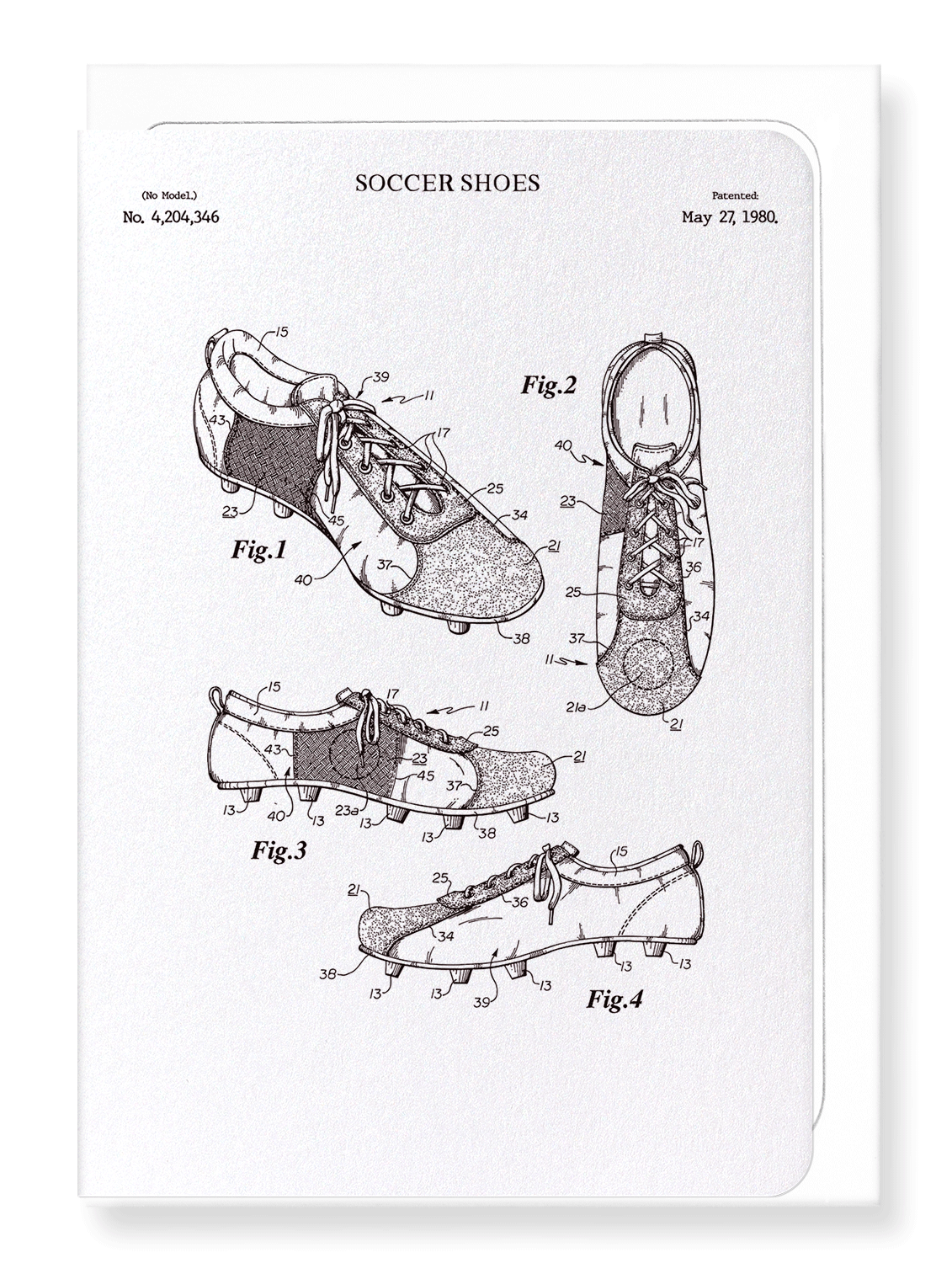 Ezen Designs - Patent of soccer shoes (1980) - Greeting Card - Front