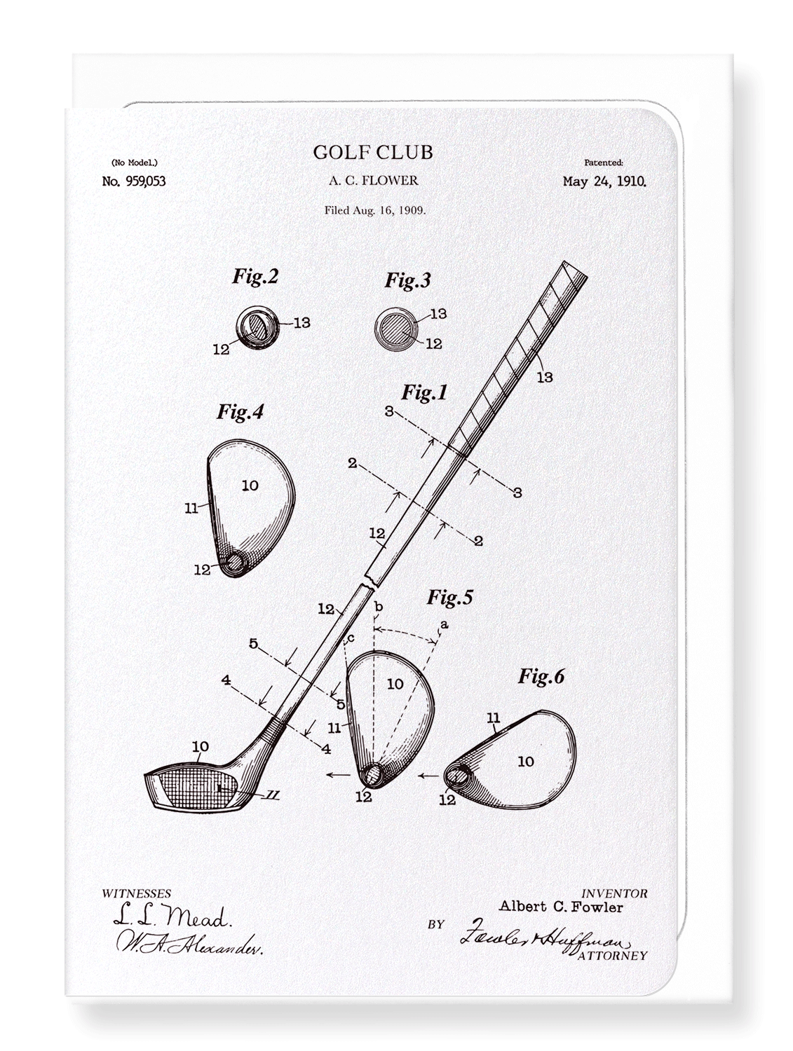 Ezen Designs - Patent of golf club (1910) - Greeting Card - Front