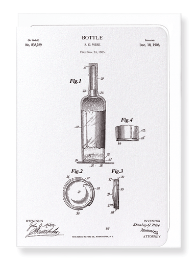 Ezen Designs - Patent of bottle (1906) - Greeting Card - Front