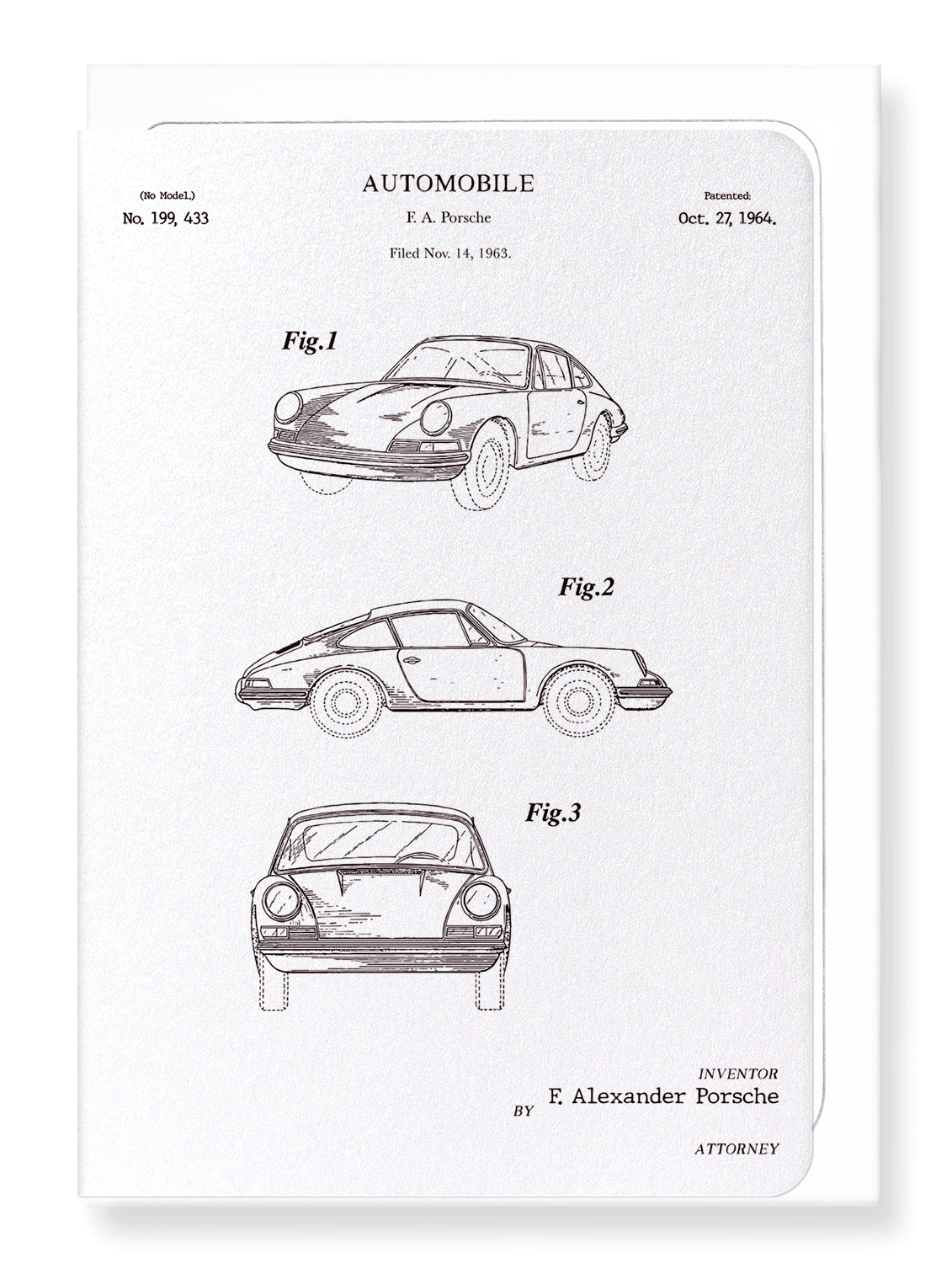 Ezen Designs - Patent of automobile (1964) - Greeting Card - Front