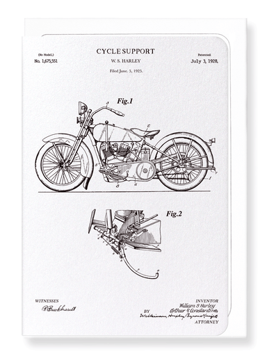 Ezen Designs - Patent of cycle support (1928) - Greeting Card - Front