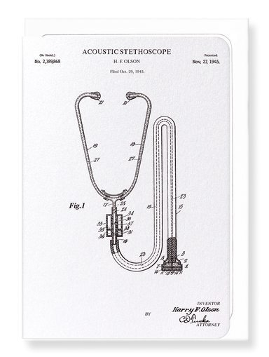 Ezen Designs - Patent of stethoscope (1945) - Greeting Card - Front