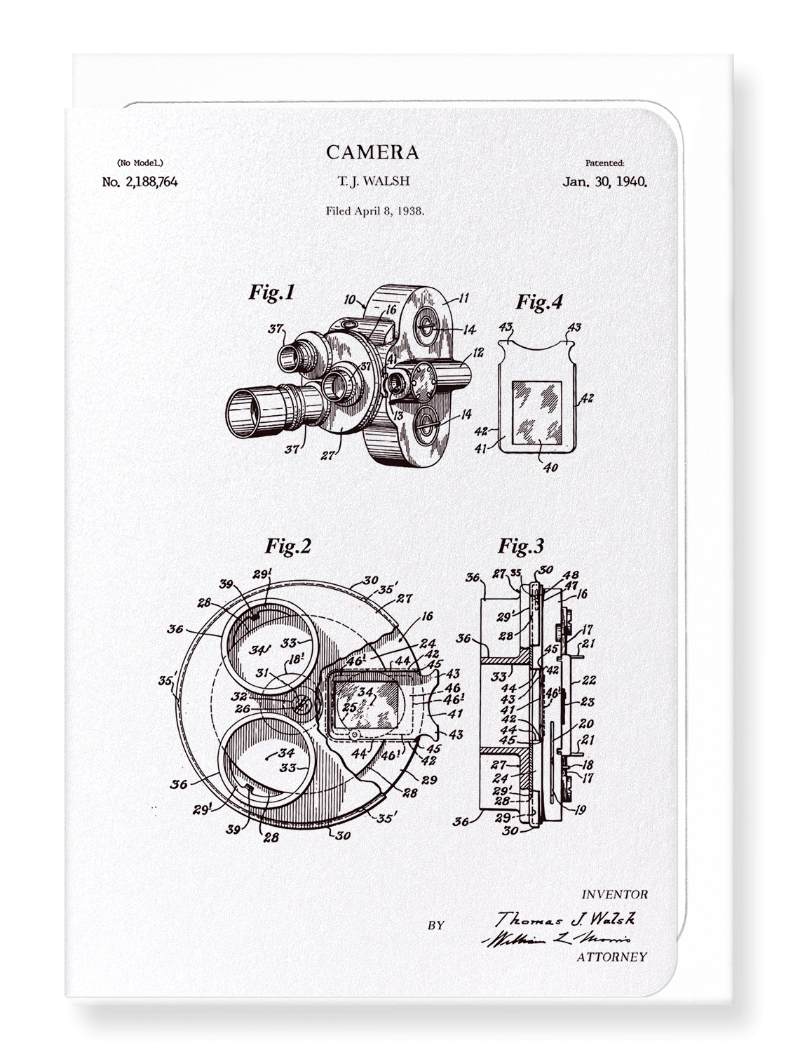 Ezen Designs - Patent of camera (1940) - Greeting Card - Front