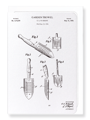 Ezen Designs - Patent of trowel (1929) - Greeting Card - Front