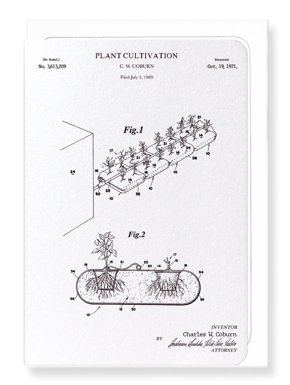 Ezen Designs - Patent of plant cultivation (1971) - Greeting Card - Front