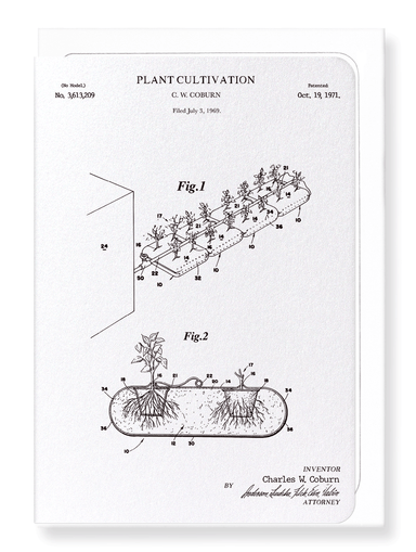 Ezen Designs - Patent of plant cultivation (1971) - Greeting Card - Front