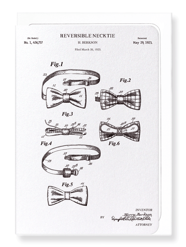 Ezen Designs - Patent of reversible bow tie (1923) - Greeting Card - Front
