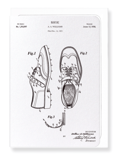 Ezen Designs - Patent of golf shoes (1930) - Greeting Card - Front