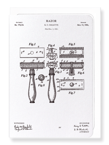 Ezen Designs - Patent of razor (1904) - Greeting Card - Front