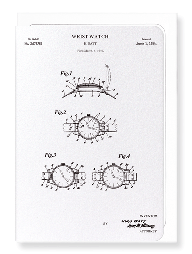 Ezen Designs - Patent of wristwatch (1954) - Greeting Card - Front