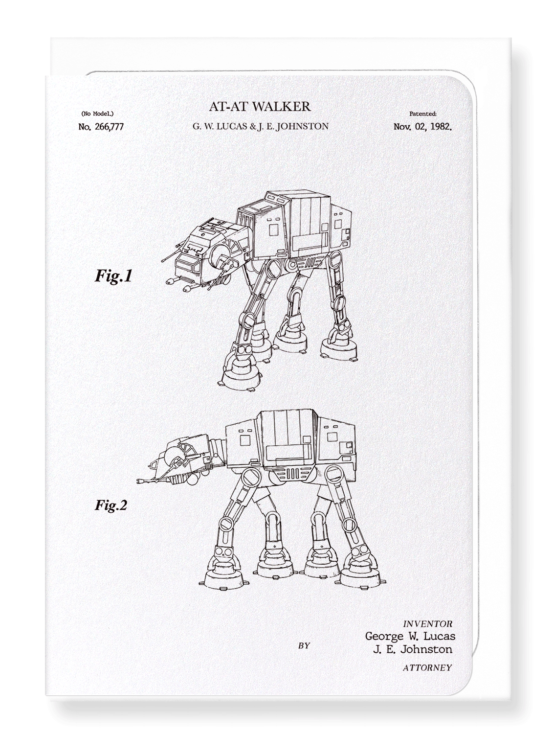 Ezen Designs - Patent of AT-AT walker (1982) - Greeting Card - Front