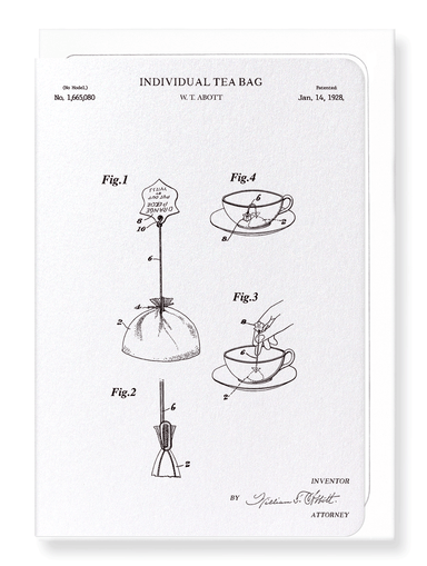 Ezen Designs - Patent of individual tea bag (1928) - Greeting Card - Front