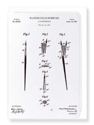 Ezen Designs - Patent of water colour brush (1907) - Greeting Card - Front
