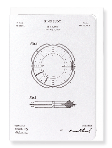 Ezen Designs - Patent of ring buoy (1909) - Greeting Card - Front