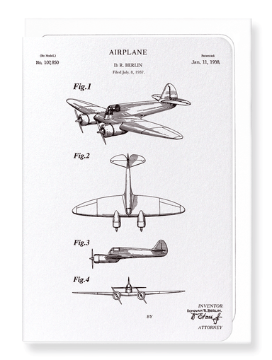 Ezen Designs - Patent of airplane (1938) - Greeting Card - Front