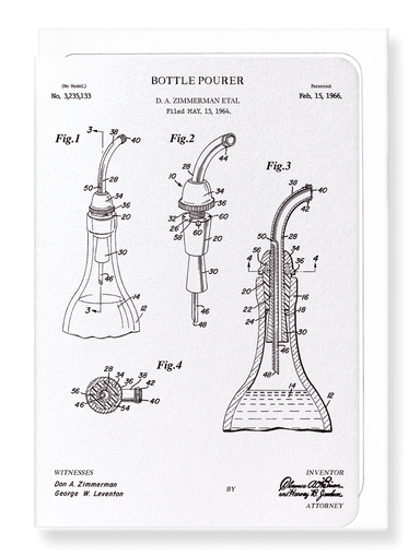 Ezen Designs - Patent of bottle pourer (1966) - Greeting Card - Front